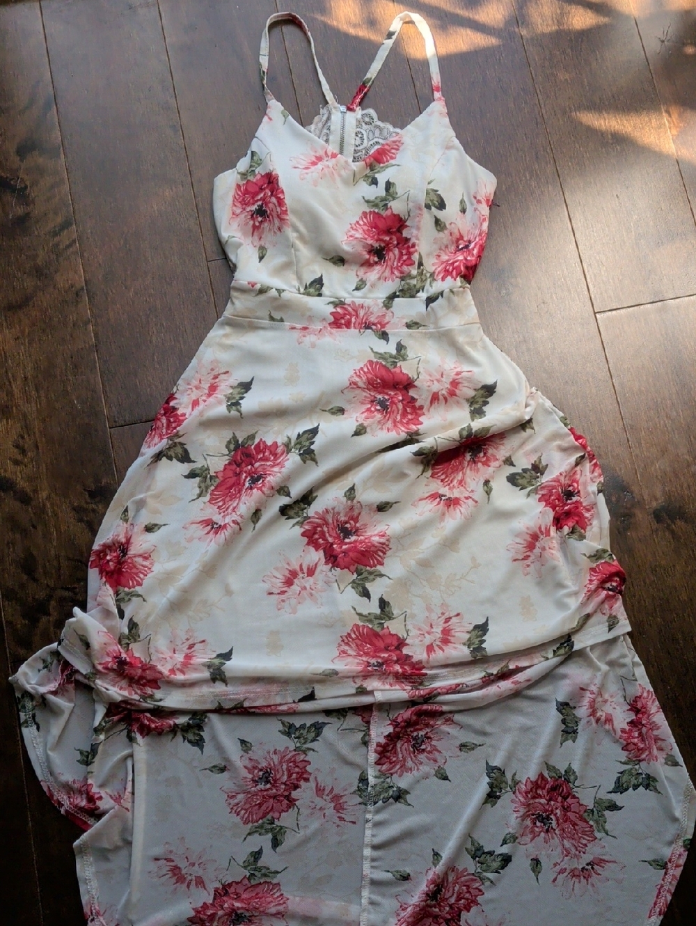 No Boundaries White Maxi Dress with Pink Floral‎ Print